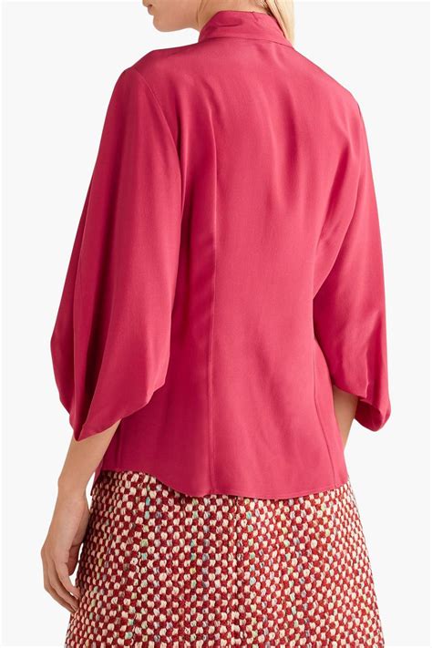 prada pussy bow silk crepe de chine blouse|Iris Crepe de chine blouse .